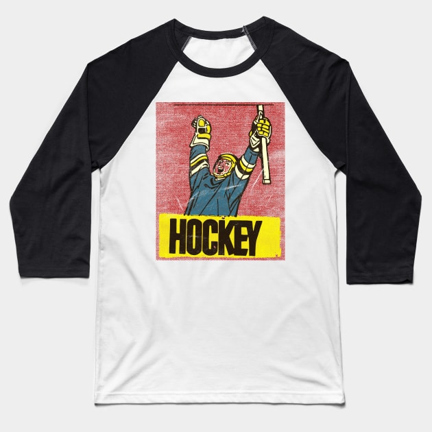 Vintage Hockey Player Baseball T-Shirt by RCDBerlin